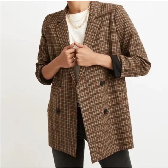 Madewell Caldwell Double-Breasted Blazer in Mandell Plaid - Picture 4 of 7